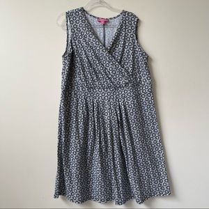 Woman Within Black and White Floral Print Cotton Fit and Flare sleeveless Dress